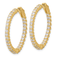 14K 2.9ct 58-2.3mm In/Out Hoop w/ Safety Clasp Diamond Earrings