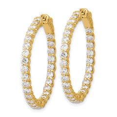 14K 3.2ct 54-2.5mm In/Out Hoop w/ Safety Clasp Diamond Earrings