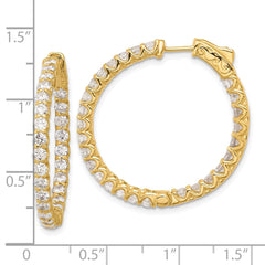 14K 3.2ct 54-2.5mm In/Out Hoop w/ Safety Clasp Diamond Earrings