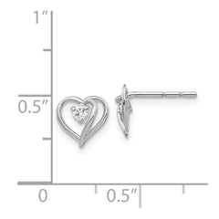 14k White Gold VS Diamond heart earring