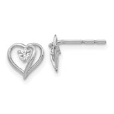 14k White Gold VS Diamond heart earring