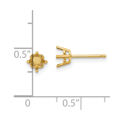 14k 4mm Square Earring Mountings