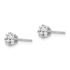 14k White Gold 4mm Cubic Zirconia Earrings - 2