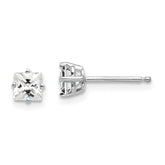 14k White Gold 4mm Cubic Zirconia Earrings - 2