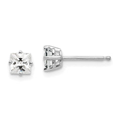 14k White Gold 4mm Cubic Zirconia Earrings - 2