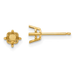 14k 4mm Square Earring Mountings