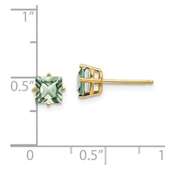 14k 5mm Square Green Quartz Earring