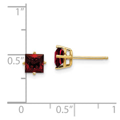 14k 5mm Princess Cut Garnet Earrings