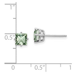 14kw 5mm Square Green Quartz Earrings