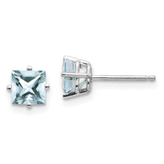 14k White Gold Aquamarine Earrings - 6