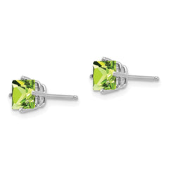 14k White Gold 5mm Square Step Cut Peridot Earrings