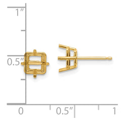 14k 6mm Square Earrings Mountings