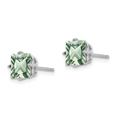 14kw 6mm Square Green Quartz Earrings