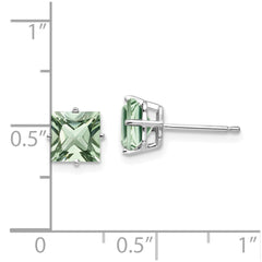 14kw 6mm Square Green Quartz Earrings