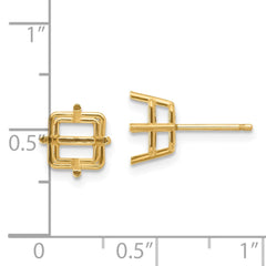 14k 7mm Square Earring Mountings