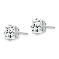 14k White Gold 7mm Cubic Zirconia Earrings - 2