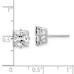 14k White Gold 7mm Cubic Zirconia Earrings - 2