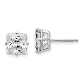 14k White Gold 7mm Cubic Zirconia Earrings - 2