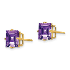 14k 8mm Square Step Cut Amethyst Earrings