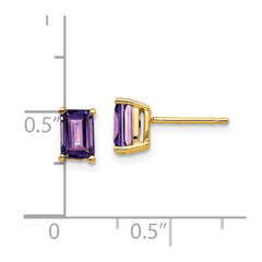 14k 6x4mm Emerald Cut Amethyst Earrings
