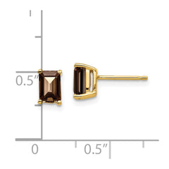 14k 6x4 Emerald Smoky Quartz Earrings