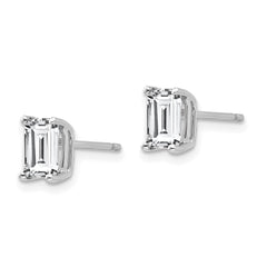 14k White Gold 6x4mm Radiant Cut Cubic Zirconia Earrings