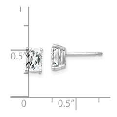 14k White Gold 6x4mm Radiant Cut Cubic Zirconia Earrings