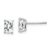 14k White Gold 6x4mm Radiant Cut Cubic Zirconia Earrings