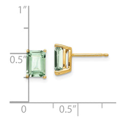 14k 7x5 Emerald-Cut Green Quartz Earrings