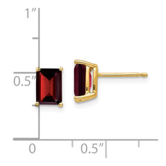 14k 7x5mm Emerald Cut Garnet Earrings