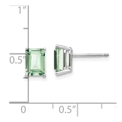 14kw 7x5mm Emerald-Cut Green Quartz Earrings