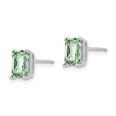 14kw 7x5mm Octagon Checker-Cut Green Quartz Earrings