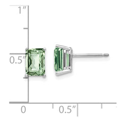 14kw 7x5mm Octagon Checker-Cut Green Quartz Earrings
