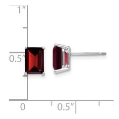 14k White Gold 7x5mm Emerald Cut Garnet Earrings