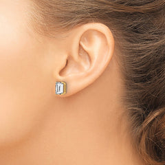 14k 8x6mm Radiant Cut Cubic Zirconia Earrings