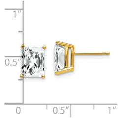 14k 8x6mm Radiant Cut Cubic Zirconia Earrings