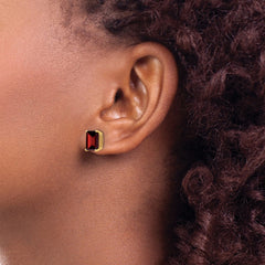 14k 8x6mm Garnet Earrings
