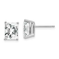 14k White Gold 8x6mm Radiant Cut Cubic Zirconia Earrings