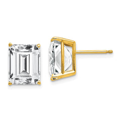 14k 10x8mm Emerald Cut Cubic Zirconia Earrings