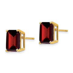 14k 10x8mm Emerald Cut Garnet Earrings