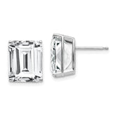 14k White Gold Emerald Cut Cubic Zirconia Stud Earrings
