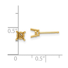 14k 4mm Round Earring Mountings