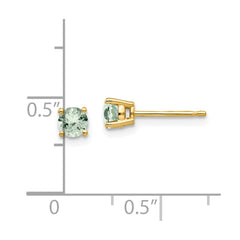14k 4mm Round Green Quartz Earrings