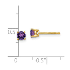 14k 4mm Amethyst Earrings