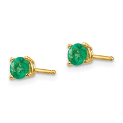 14k Emerald Post Earrings - 7