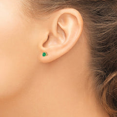 14k Emerald Post Earrings - 7