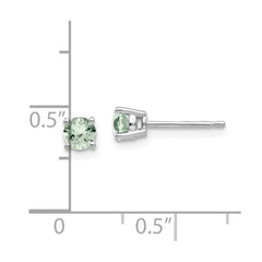 14kw 4mm Round Green Quartz Earrings