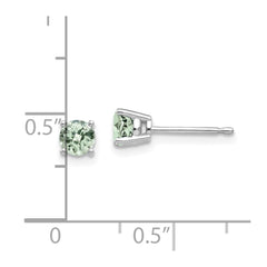 14kw 4mm Round Checker-Cut Green Quartz Earrings