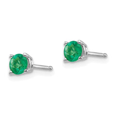 14k White Gold Emerald Earrings - 2