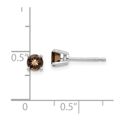 14kw 4mm Round Smoky Quartz Earring